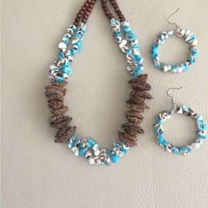 Hand crafted necklace and earrings.